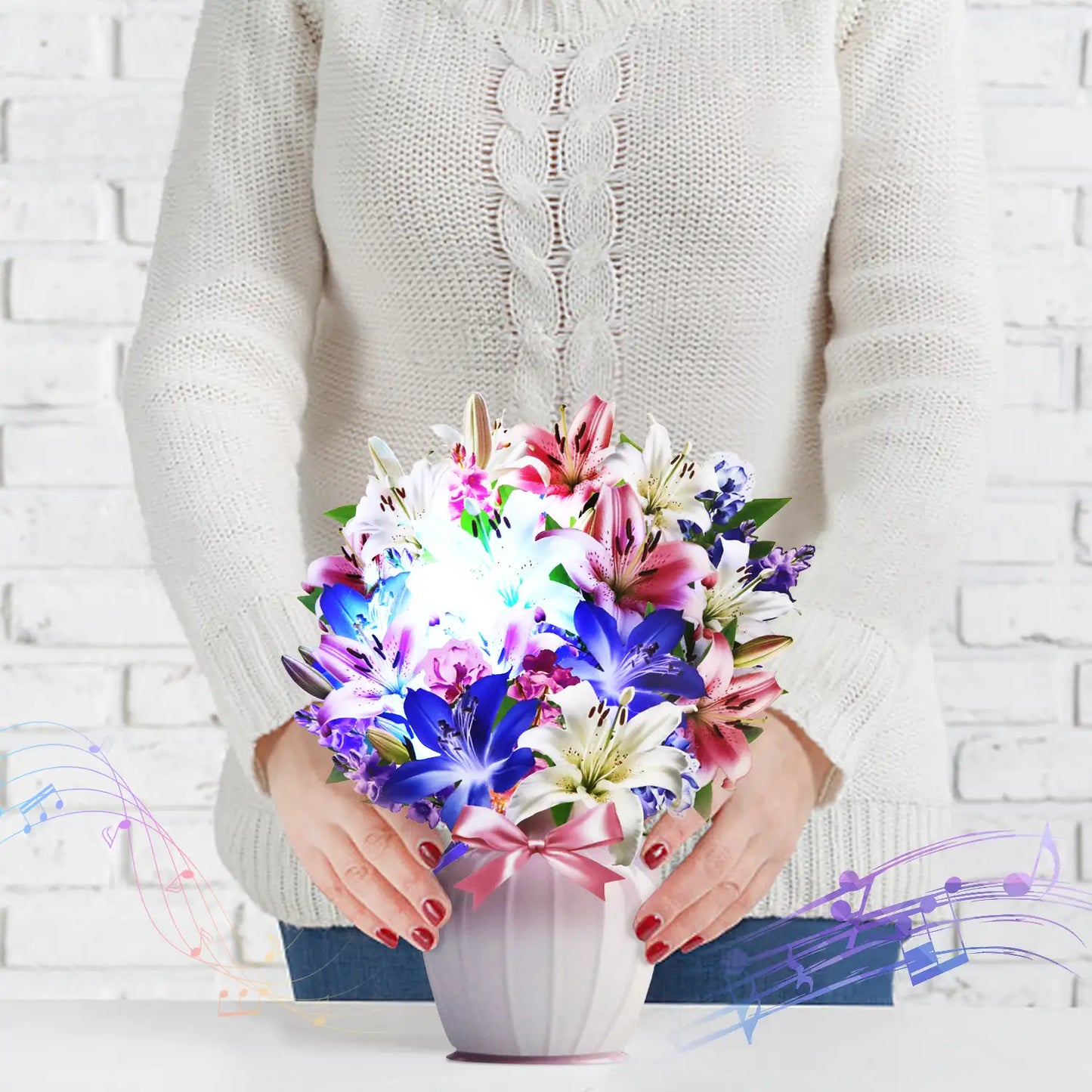 Lily Paper Bouquet – Pop-Up Musical Gift with Lights & Melody 13in