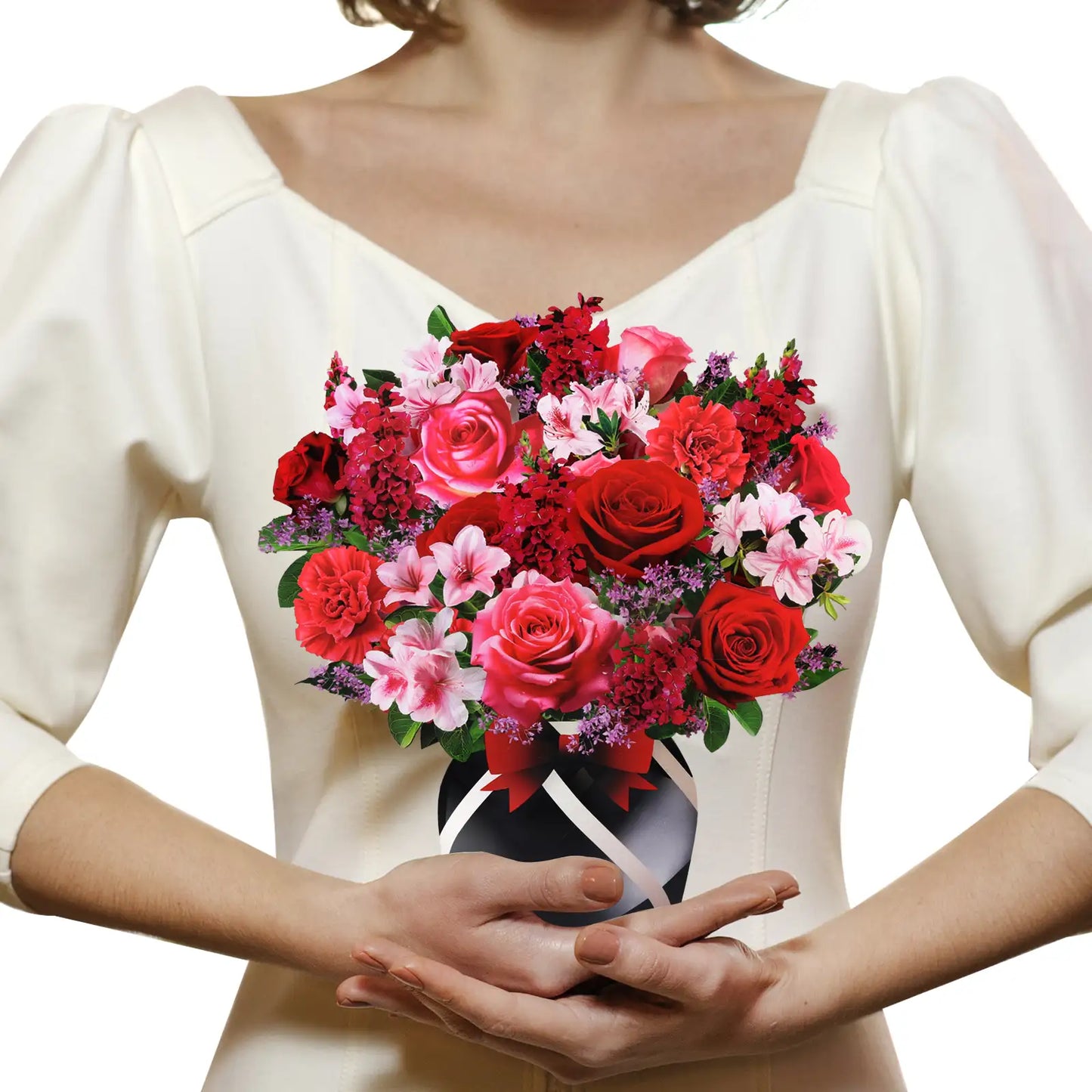 Rose Paper Bouquet Pop-Up Card with Music-13-Inch Valentine's Day Gift