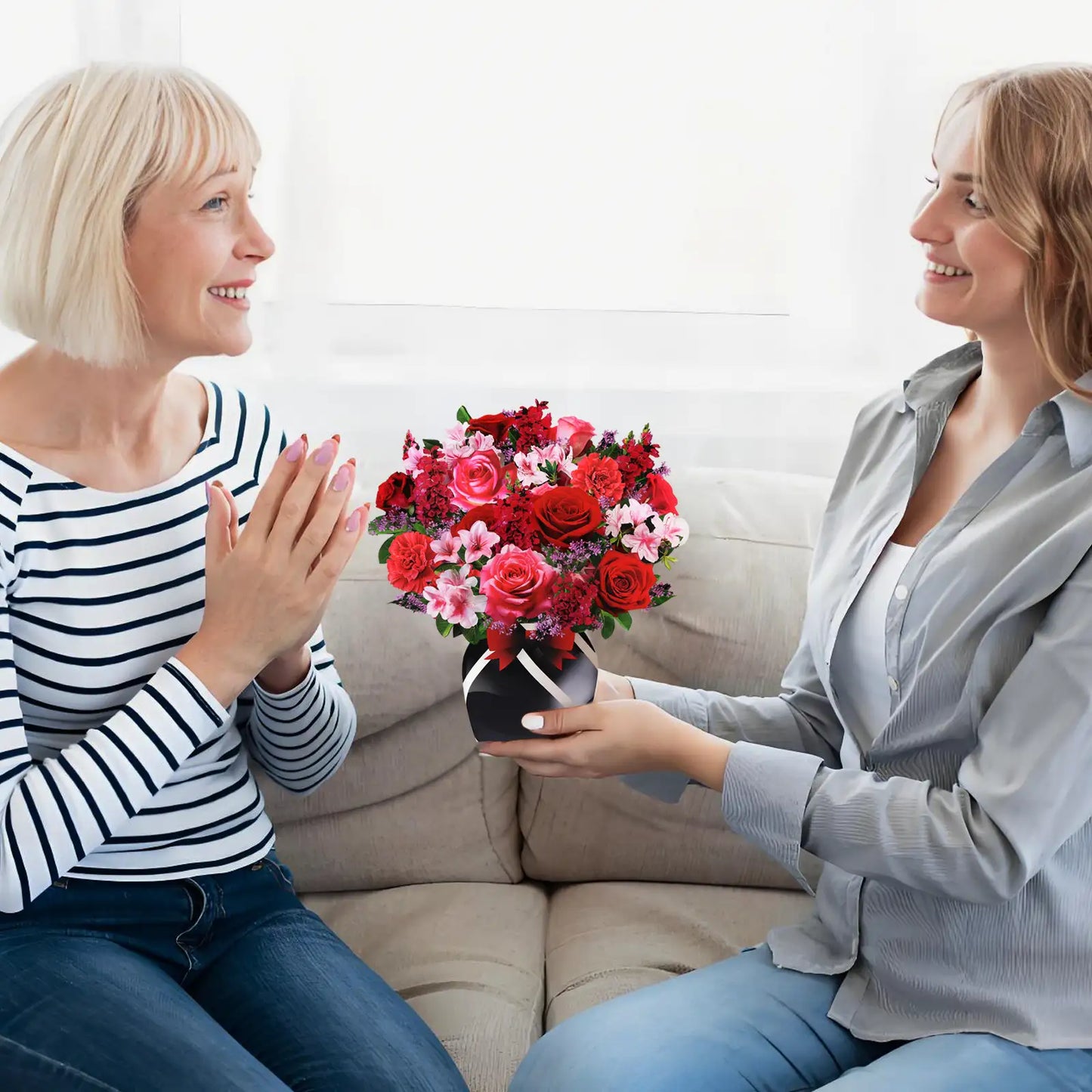 Rose Paper Bouquet Pop-Up Card with Music-13-Inch Valentine's Day Gift