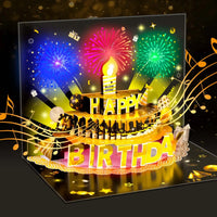 Pop-Up Musical Birthday Card with Blow LED Candle -7.87x5.9in