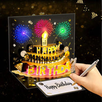 Pop-Up Musical Birthday Card with Blow LED Candle -7.87x5.9in