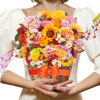 Pop-Up Musical Sunflower Paper Bouquet Card with Tunes - 13.5In