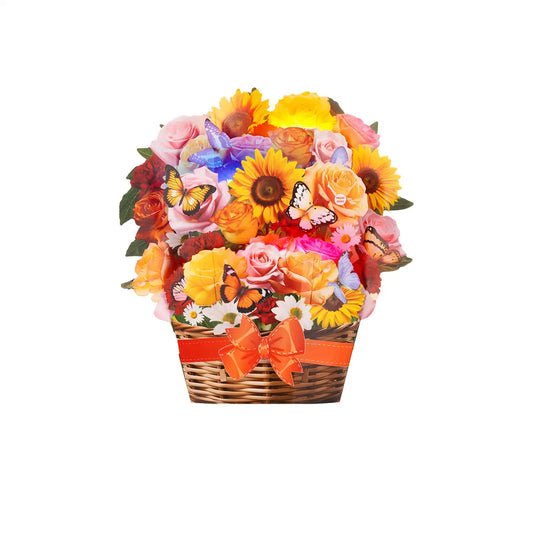 Pop-Up Musical Sunflower Paper Bouquet Card with Tunes - 13.5In