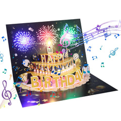 Pop-Up Musical Birthday Card with Blow LED Candle -7.87x5.9in